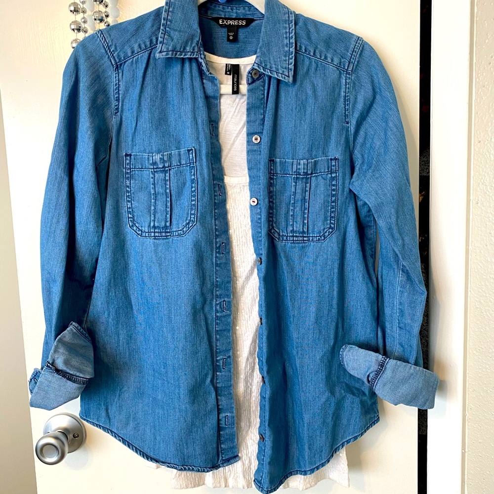 Denim wash button down shirt